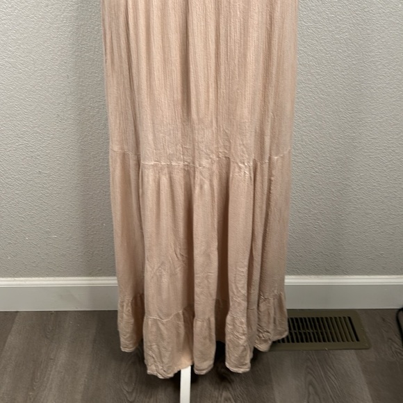 Onetheland Tan Summer Spring Festival Boho V-Neck Maxi Sundress Size Small - Picture 3 of 7